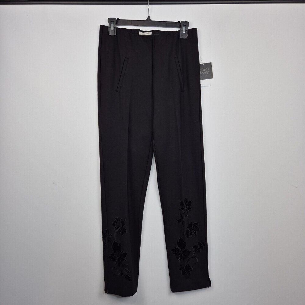 John Mark Women’s Black Dress Pants Size S With Embroidered Velvet Flowers (52)